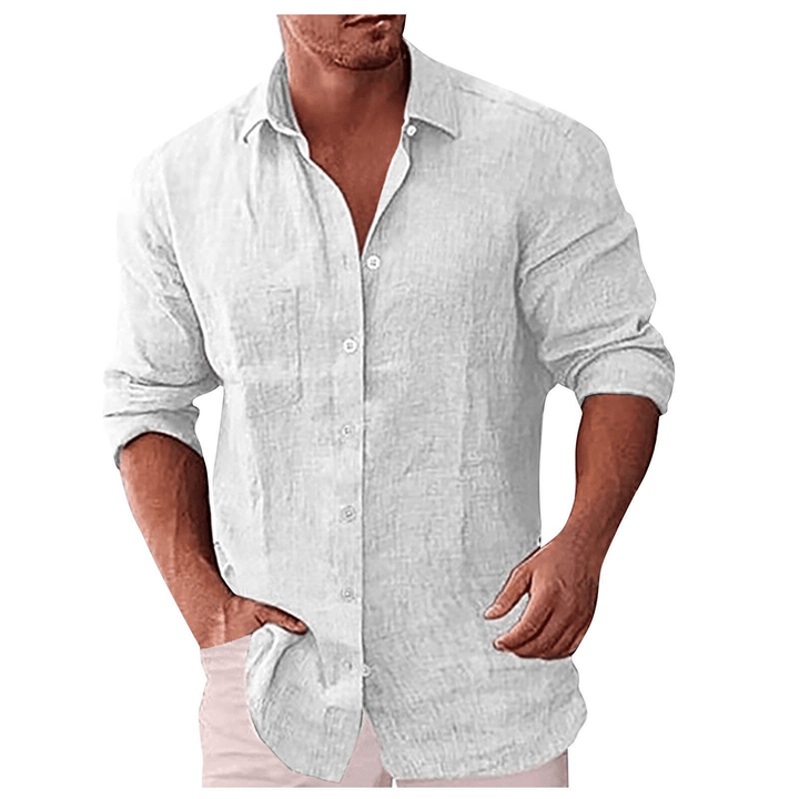 Men’s Button-Up Shirt – Natural Fibers – Relaxed Fit – Long Sleeve Casual Style
