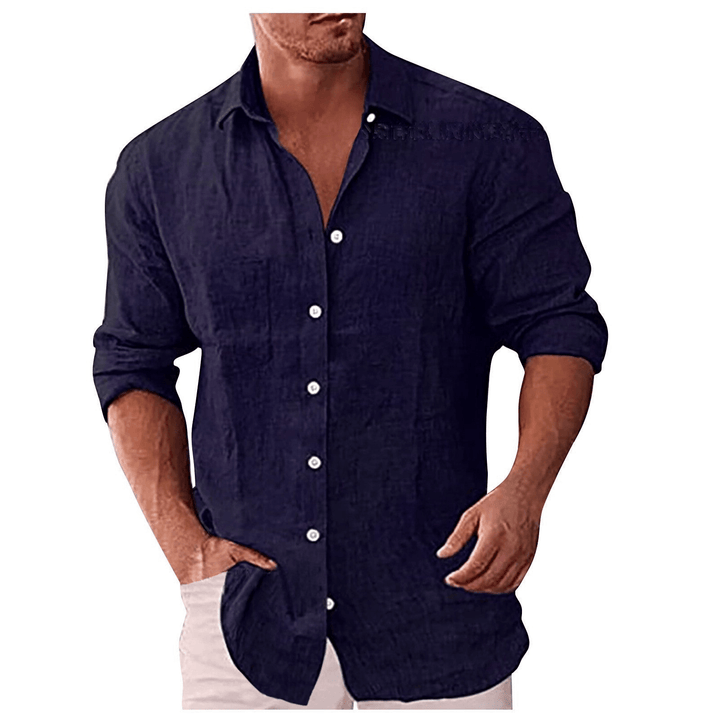 Men’s Button-Up Shirt – Natural Fibers – Relaxed Fit – Long Sleeve Casual Style