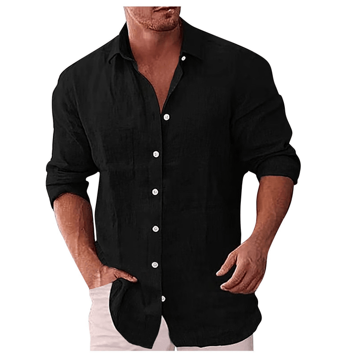 Men’s Button-Up Shirt – Natural Fibers – Relaxed Fit – Long Sleeve Casual Style