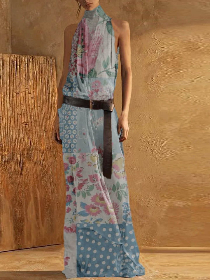 Women’s Maxi Tank Dress – High Neck – Sleeveless – Flowy Fit – Breathable Blend