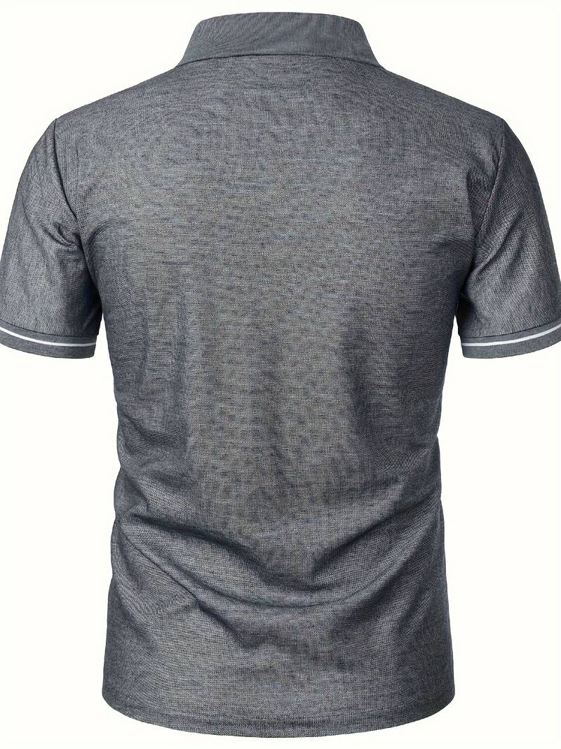 Men’s Polo Shirt - Zipper Neckline - Short Sleeve - Breathable Casual Wear