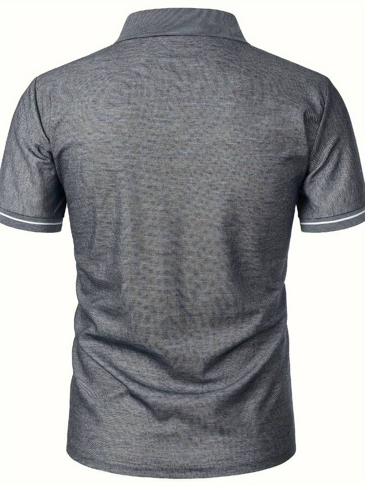 Men’s Polo Shirt - Zipper Neckline - Short Sleeve - Breathable Casual Wear