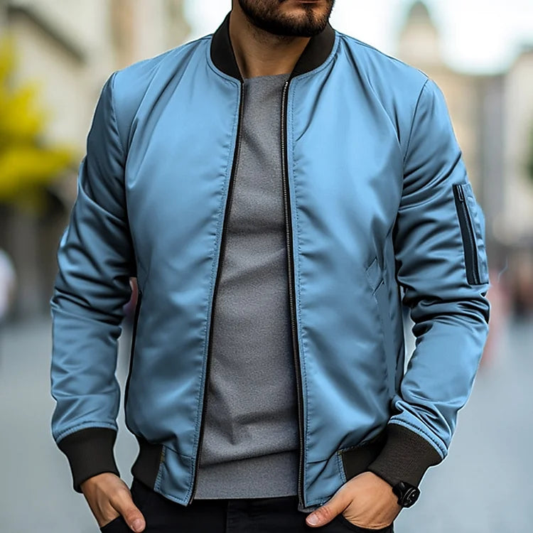 Men’s Bomber Jacket – Regular Fit – Lightweight Breathable – Ribbed Trim Casual Wear