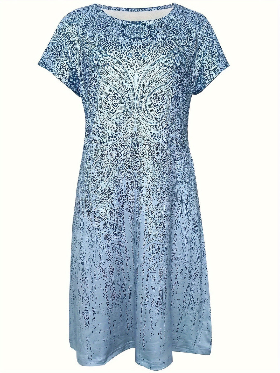 Women’s Mini Dress - Breathable Blend - Relaxed Fit - Short Sleeve - Round Neckline