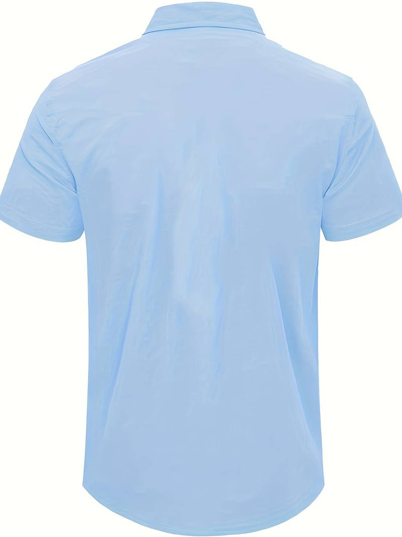 Men’s Short-Sleeve Button-Up Shirt - Relaxed Fit - Breathable Casual Wear