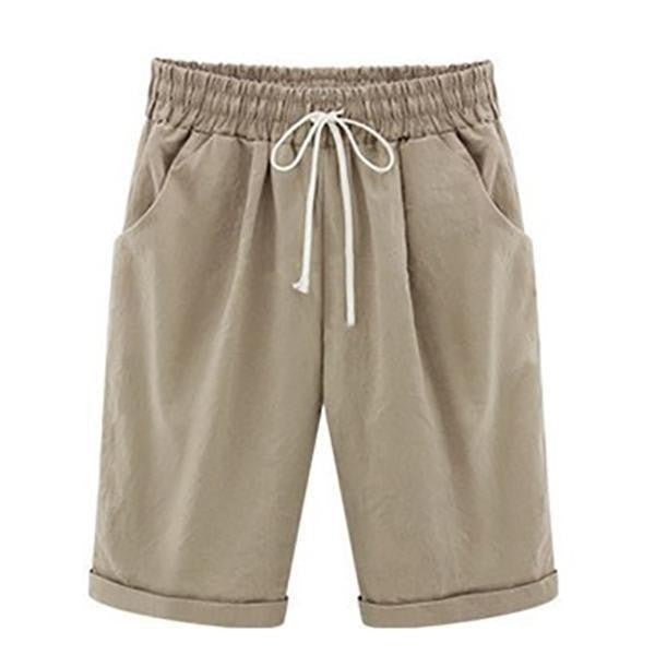 Women's Casual Shorts – Relaxed Fit – Breathable Blend – Elastic Waist with Drawstring