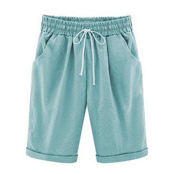 Women's Casual Shorts – Relaxed Fit – Breathable Blend – Elastic Waist with Drawstring
