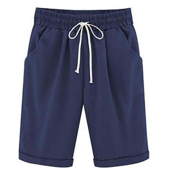 Women's Casual Shorts – Relaxed Fit – Breathable Blend – Elastic Waist with Drawstring
