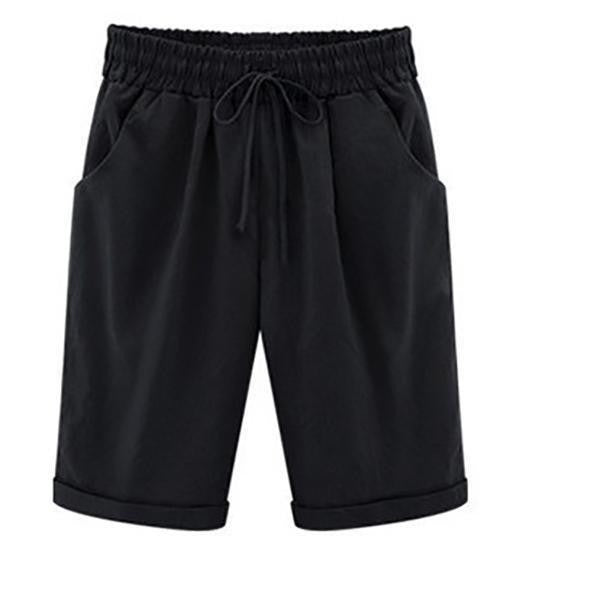 Women's Casual Shorts – Relaxed Fit – Breathable Blend – Elastic Waist with Drawstring