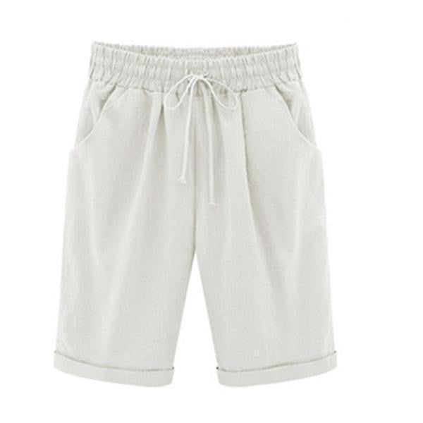 Women's Casual Shorts – Relaxed Fit – Breathable Blend – Elastic Waist with Drawstring