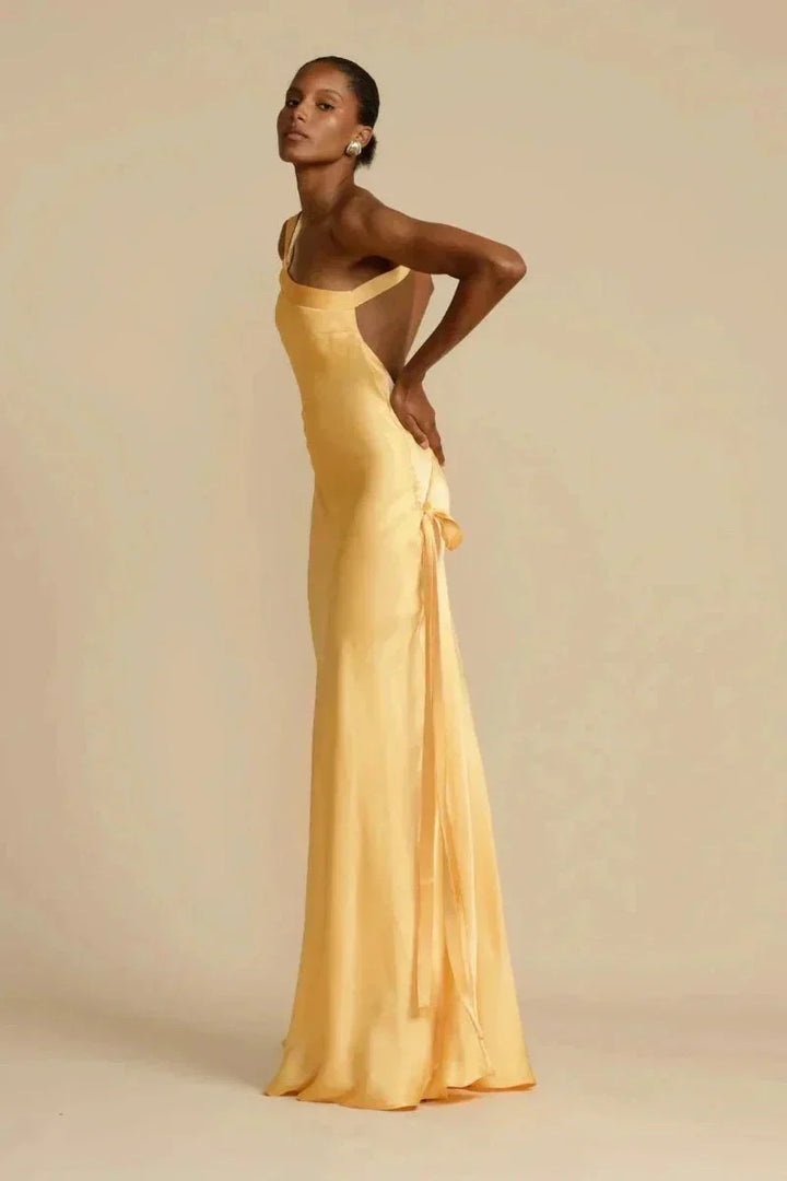 Women's Evening Gown - Satin Silk - One-Shoulder - Mermaid Fit - Floor-Length Formal Wear
