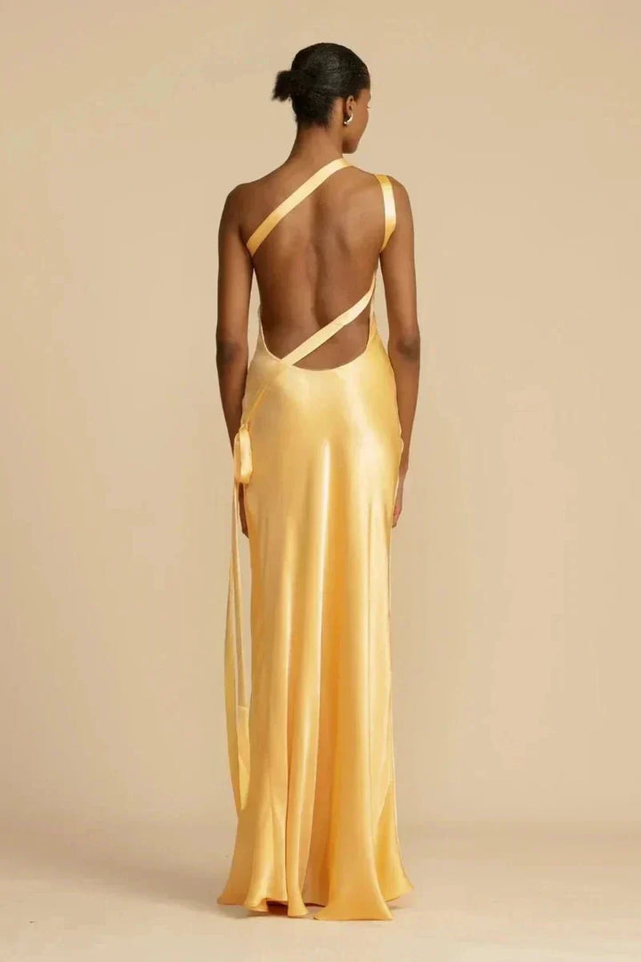 Women's Evening Gown - Satin Silk - One-Shoulder - Mermaid Fit - Floor-Length Formal Wear