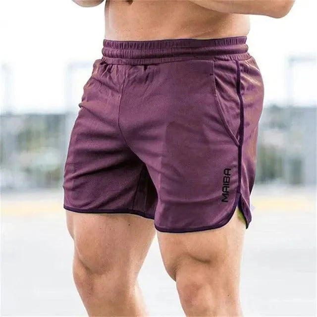 Men’s Athletic Shorts - Lightweight Breathable Fabric - Elastic Waist - Side Slit Fit