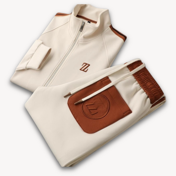 Men’s Tracksuit Set - Slim Fit - Sporty Side Stripes - Zipper Jacket & Drawstring Pants