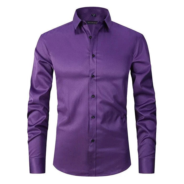 Men’s Dress Shirt – Slim Fit – Stretch Fabric – Wrinkle-Free – Button-Down Collar