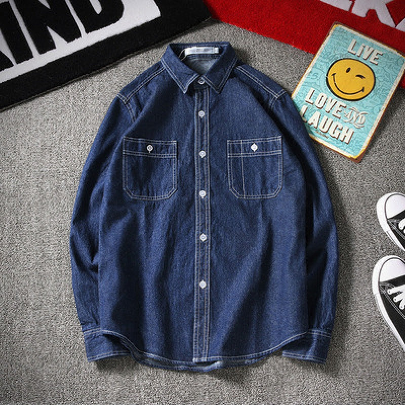 Men’s Denim Shirt - 100% Cotton - Regular Fit - Long Sleeve Casual Button-Up