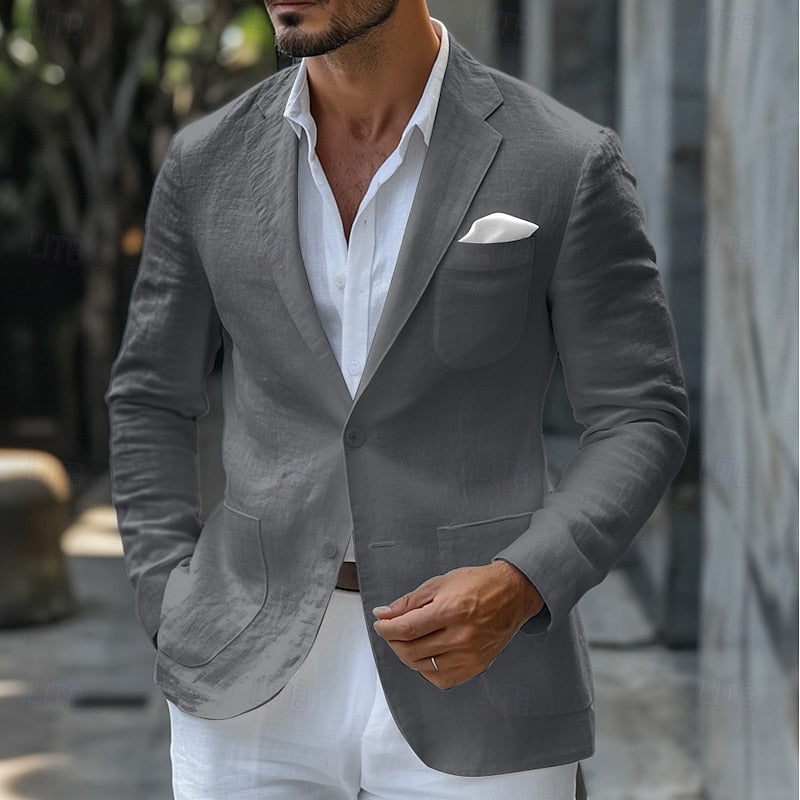 Men’s Blazer – Tailored Slim Fit – Breathable Blend – Single-Breasted – Classic Lapel
