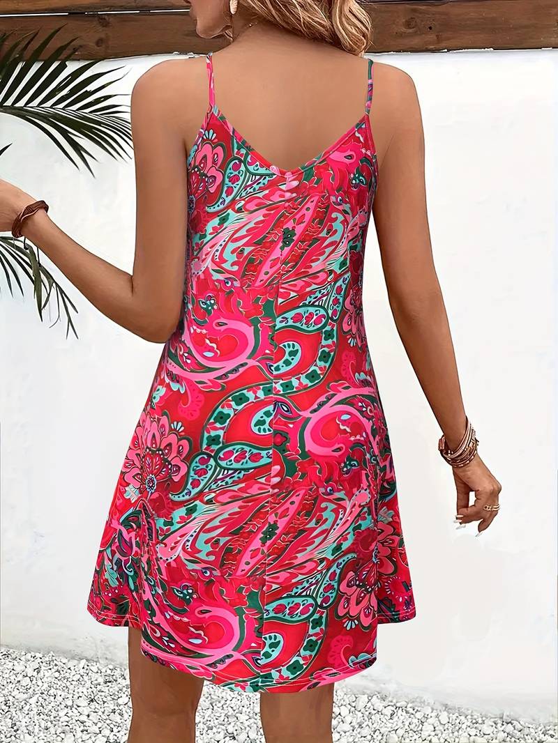 Women’s Cami Dress – Breathable Blend – V-Neck A-Line – Sleeveless Lightweight Fit