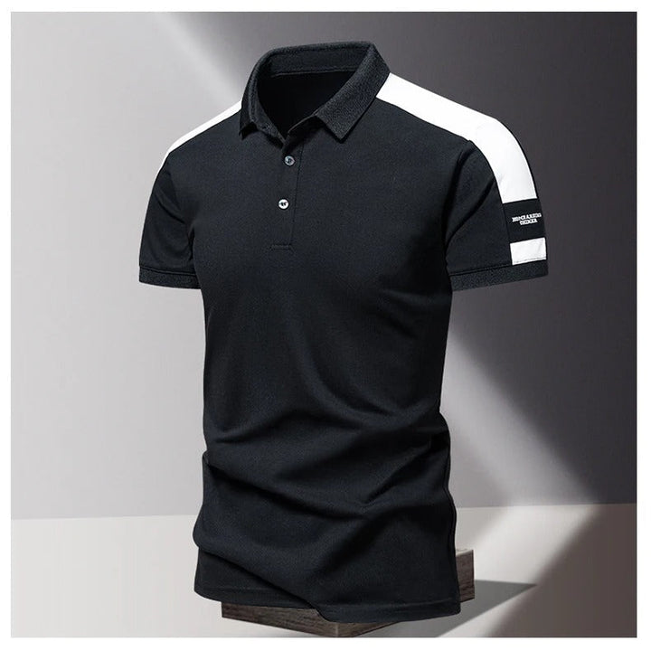 Men’s Polo Shirt - Slim Fit - Breathable Blend - Contrasting Shoulder Panel - Short Sleeve