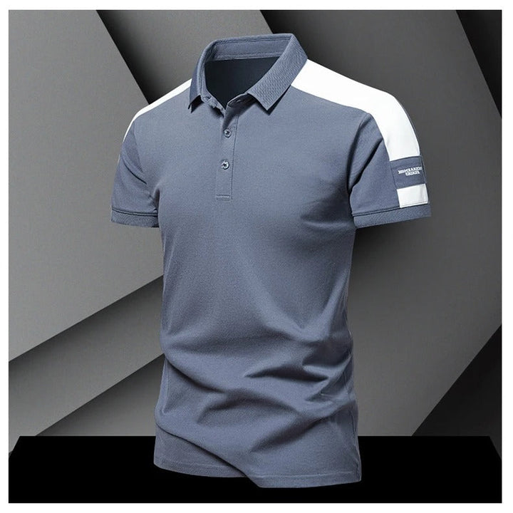 Men’s Polo Shirt - Slim Fit - Breathable Blend - Contrasting Shoulder Panel - Short Sleeve