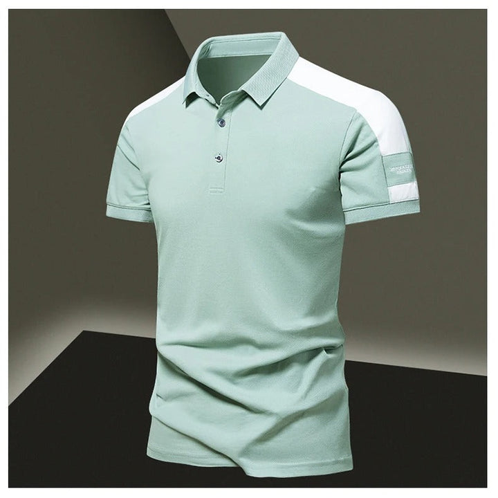Men’s Polo Shirt - Slim Fit - Breathable Blend - Contrasting Shoulder Panel - Short Sleeve