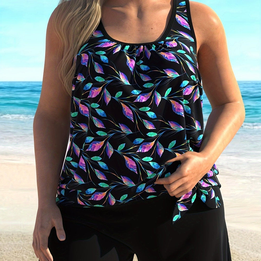 Women’s Tankini Set – Scoop Neck – Relaxed Fit – Flowy Silhouette – Breathable Blend