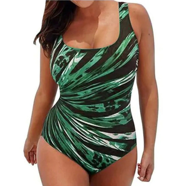 Women’s One-Piece Swimsuit – Scoop Neck – Wide Straps – Stretch Fit – Graphic Pattern