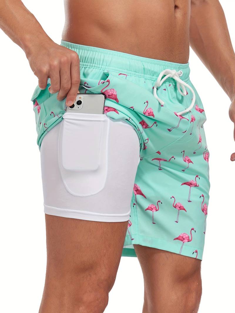 Men’s Beach Shorts – Relaxed Fit – Quick-Dry Breathable Blend – Inner Liner – Drawstring Waist
