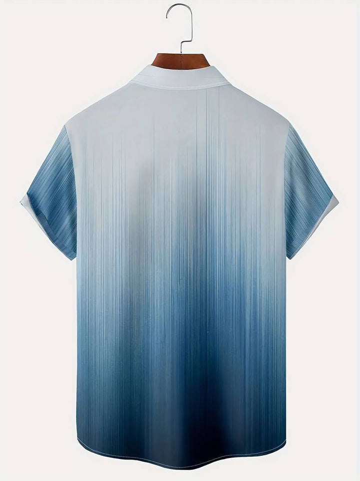 Men’s Short-Sleeve Button-Up Shirt - Gradient Pattern - Lightweight Casual Fit