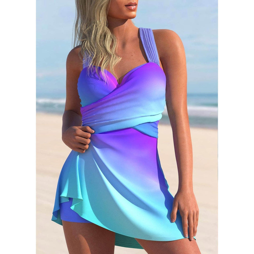 Women’s Tankini Set – Supportive Straps – Wrap Front – Flowy Skirted Bottom – Breathable Blend