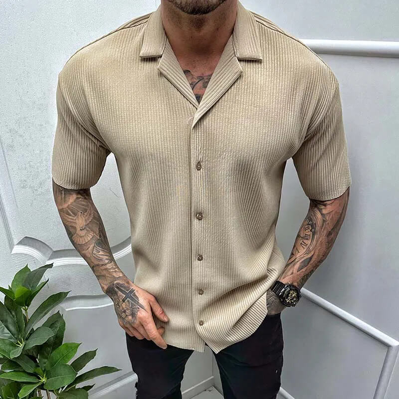 Men’s Short Sleeve Shirt - Regular Fit - Breathable Blend - Button Down Casual Style