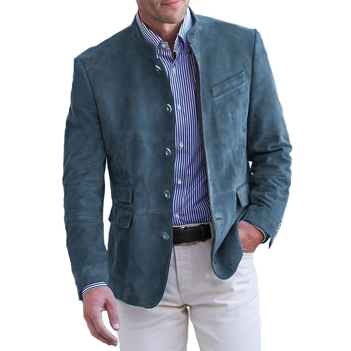 Men’s Button-Down Jacket – Structured Fit – Stand Collar – Semi-Formal