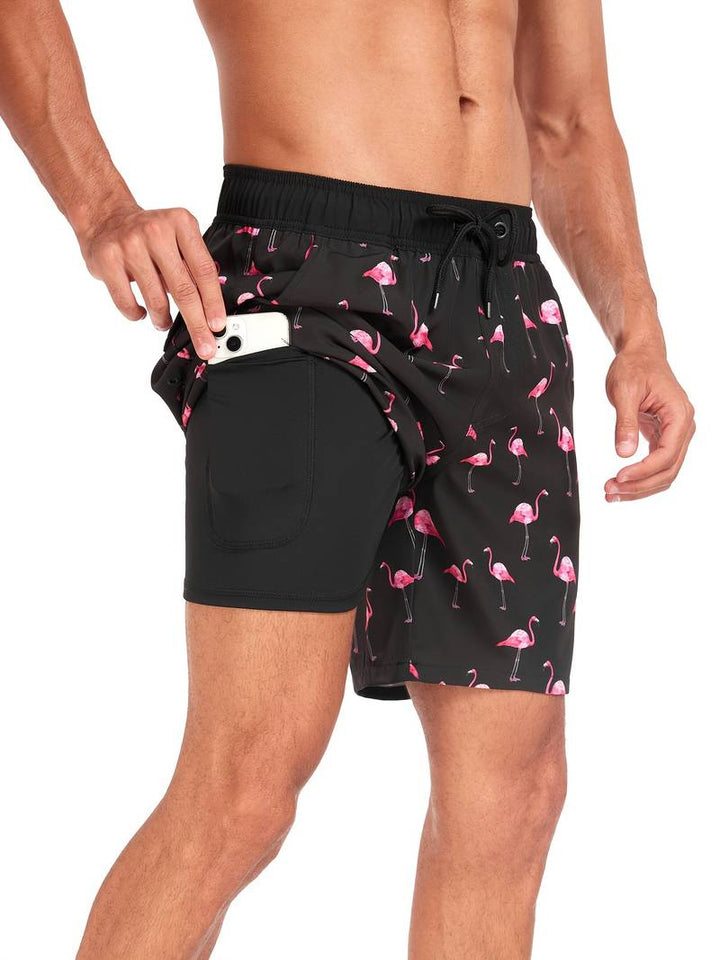 Men’s Beach Shorts – Relaxed Fit – Quick-Dry Breathable Blend – Inner Liner – Drawstring Waist