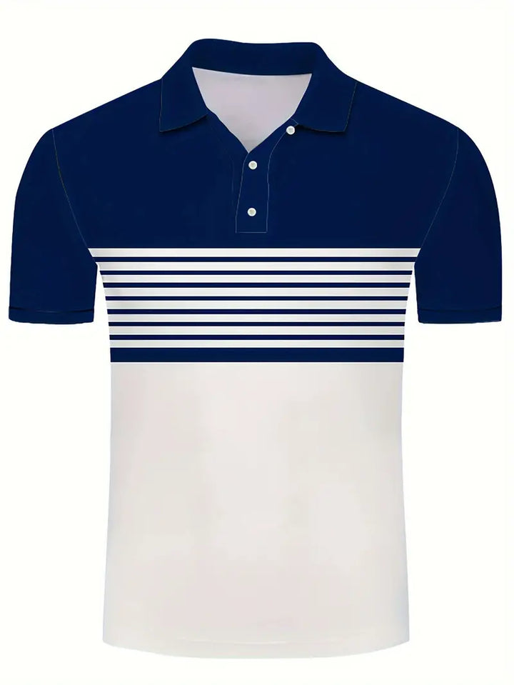Men’s Polo Shirt – Slim Fit – Striped Chest Design – Short Sleeve Breathable