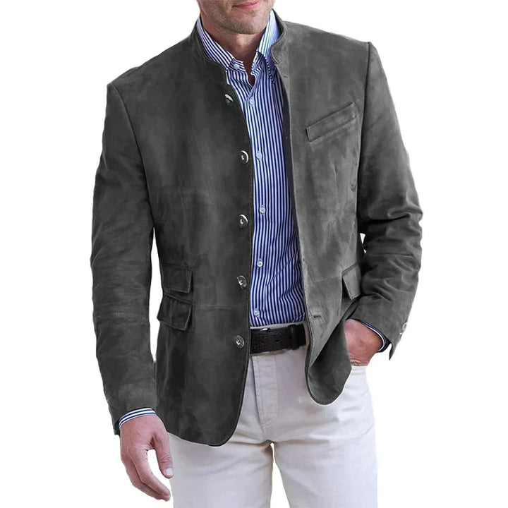Men’s Button-Down Jacket – Structured Fit – Stand Collar – Semi-Formal