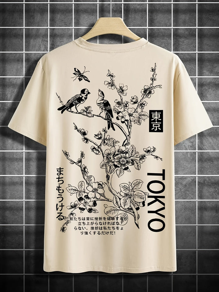 Men’s T-Shirt – Regular Fit – Round Neck – Artistic Back Print – Breathable Blend