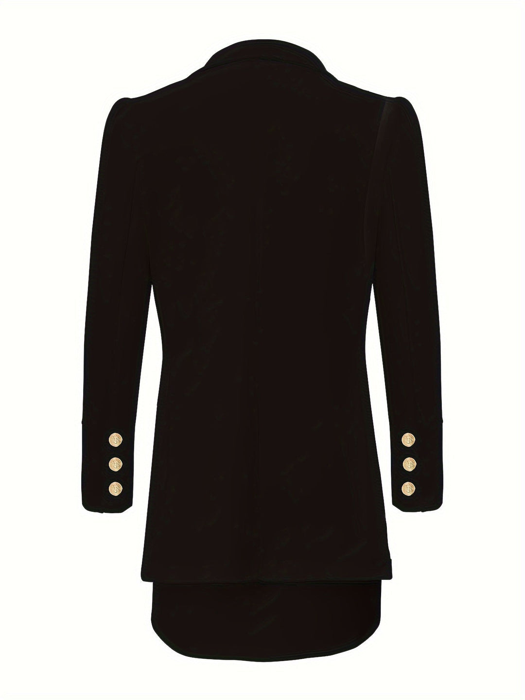Women's Tailored Blazer - Double-Breasted - Padded Shoulders - Gold Button Closure
