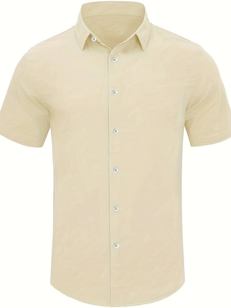 Men’s Short-Sleeve Button-Up Shirt - Relaxed Fit - Breathable Casual Wear