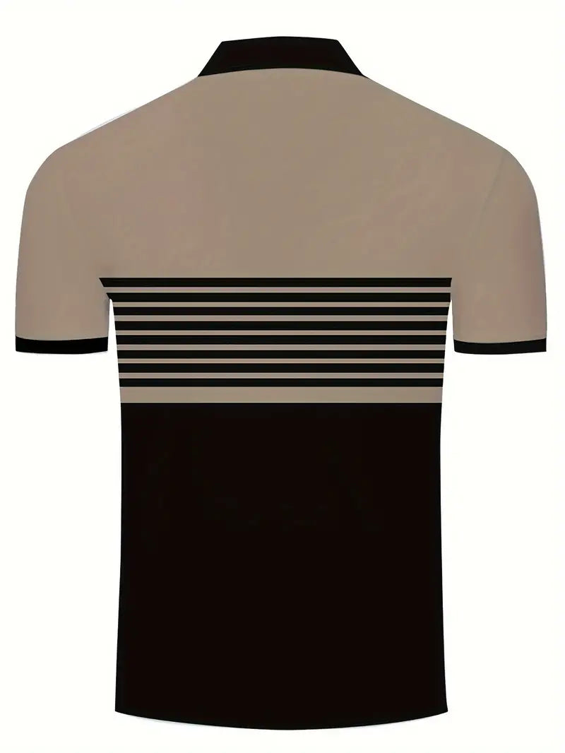 Men’s Polo Shirt – Slim Fit – Striped Chest Design – Short Sleeve Breathable