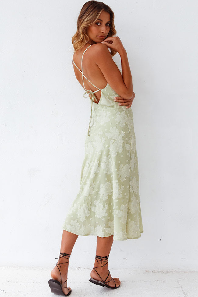 Women’s Slip Midi Dress – Cowl Neck – High Slit – Floral Pattern