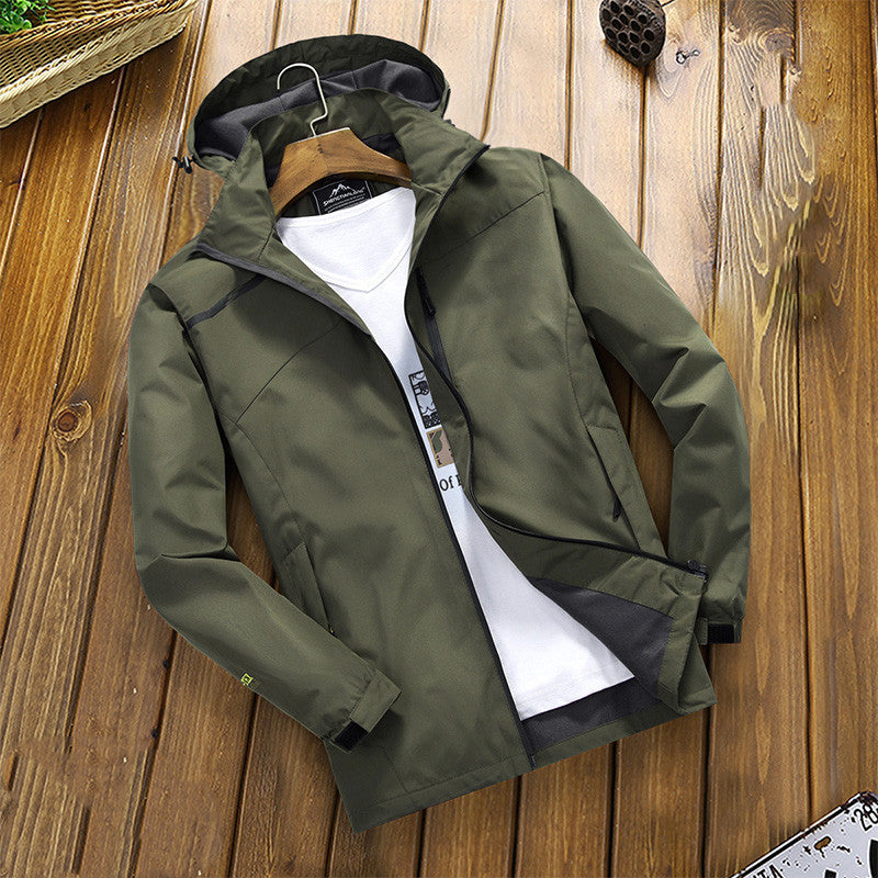 Men’s Rain Jacket – Regular Fit – Waterproof Hooded – Zip Front – Lightweight Outerwear