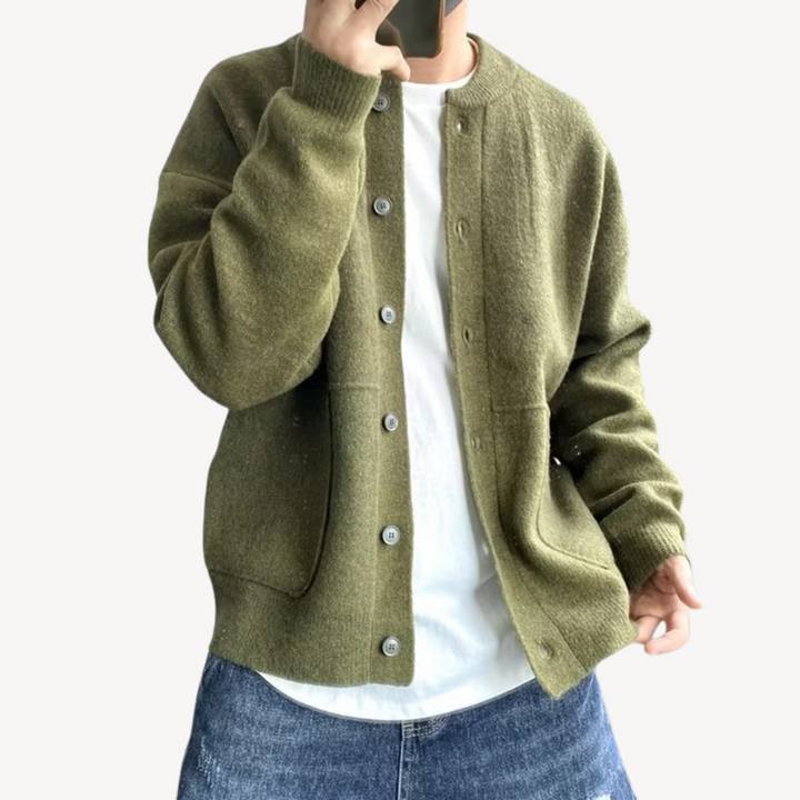 Men’s Cardigan – Relaxed Fit – Soft Knit – Button-Up Front – Ribbed Hem & Cuffs