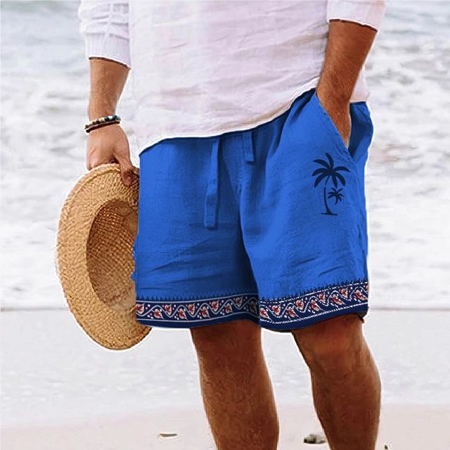 Men’s Beach Shorts – Relaxed Fit – Breathable Blend – Knee Length – Graphic Print