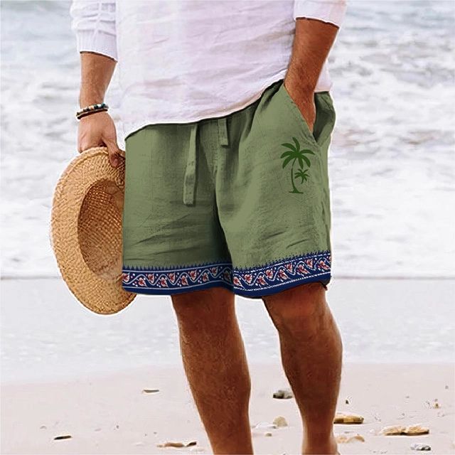 Men’s Beach Shorts – Relaxed Fit – Breathable Blend – Knee Length – Graphic Print