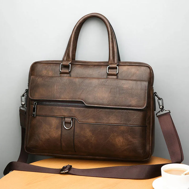 Men’s Shoulder Bag – Smooth Leather – Structured Shape – Dual Carry – Office Ready