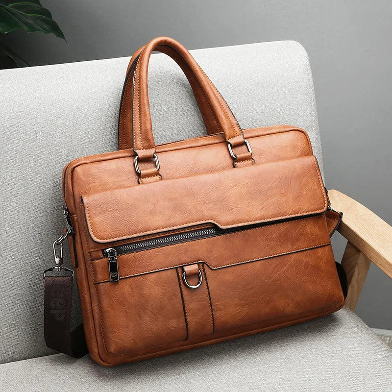 Men’s Shoulder Bag – Smooth Leather – Structured Shape – Dual Carry – Office Ready