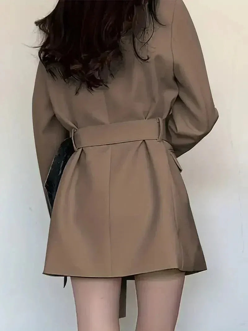 Women’s Blazer Dress – Tailored Fit – Belted Waist – Long Sleeve – Structured Silhouette