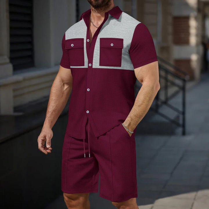 Men’s Casual Shorts Set – Cotton – Regular Fit – Contrast Detail – Chest Pockets