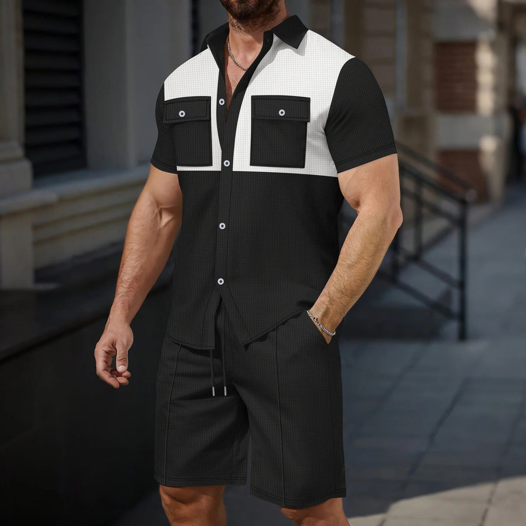 Men’s Casual Shorts Set – Cotton – Regular Fit – Contrast Detail – Chest Pockets