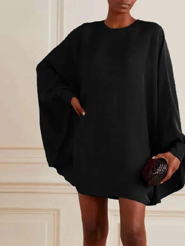 Women’s Oversized Dress – Relaxed Fit – Wide Sleeves – Soft Drapey – Short Length